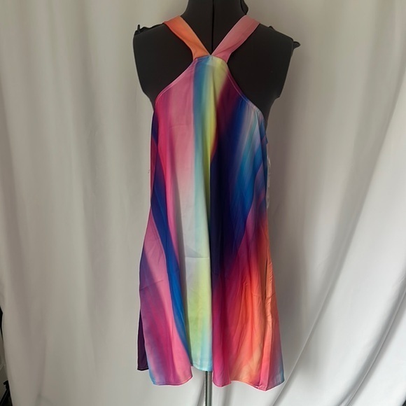 NWT LA BLANCA cover up Vibrant Multicolor Halter large - Picture 1 of 8